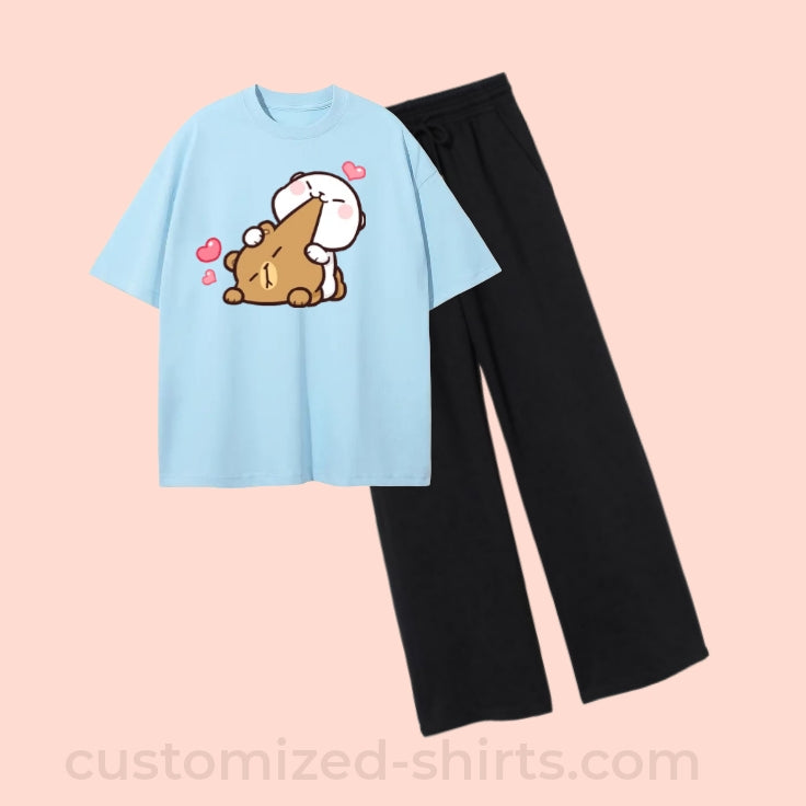 LOVELY BEARS TEE & WIDE LEG TROUSER