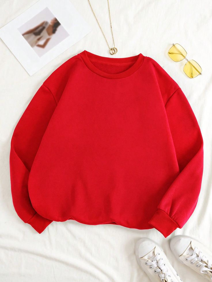 RED-PLAIN SWEATSHIRT