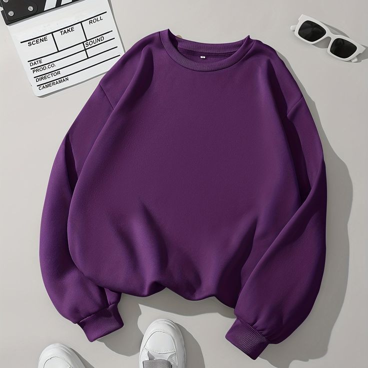 PURPLE-PLAIN SWEATSHIRT