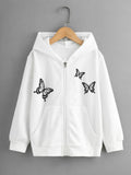 WHITE ZIPPER HOODIE