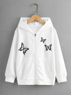 WHITE ZIPPER HOODIE
