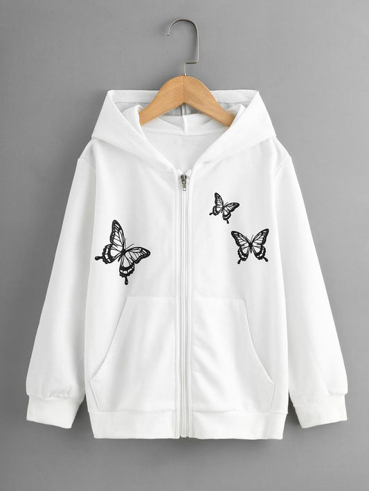 WHITE ZIPPER HOODIE