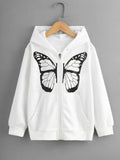 WHITE ZIPPER HOODIE