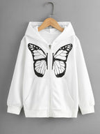 WHITE ZIPPER HOODIE