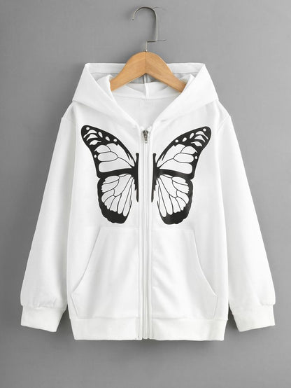 WHITE ZIPPER HOODIE