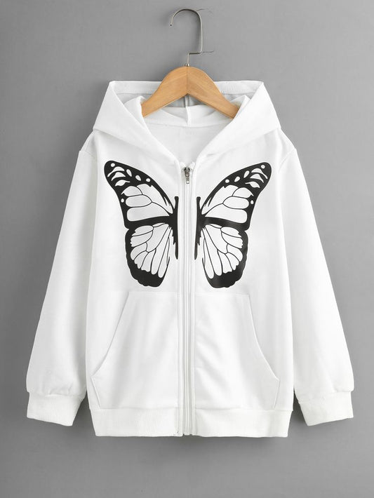 WHITE ZIPPER HOODIE
