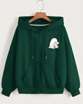 BOTTLE-GREEN ZIPPER HOODIE