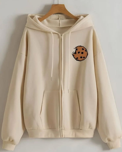 BEIGE ZIPPER HOODIE