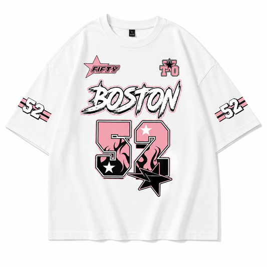 BOSTON-WHITE OVERSIZED T-SHIRT