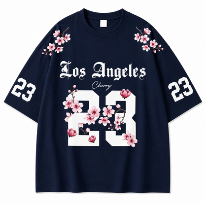 LOS-ANGLES NAVY BLUE FLOWER OVERSIZED T-SHIRT