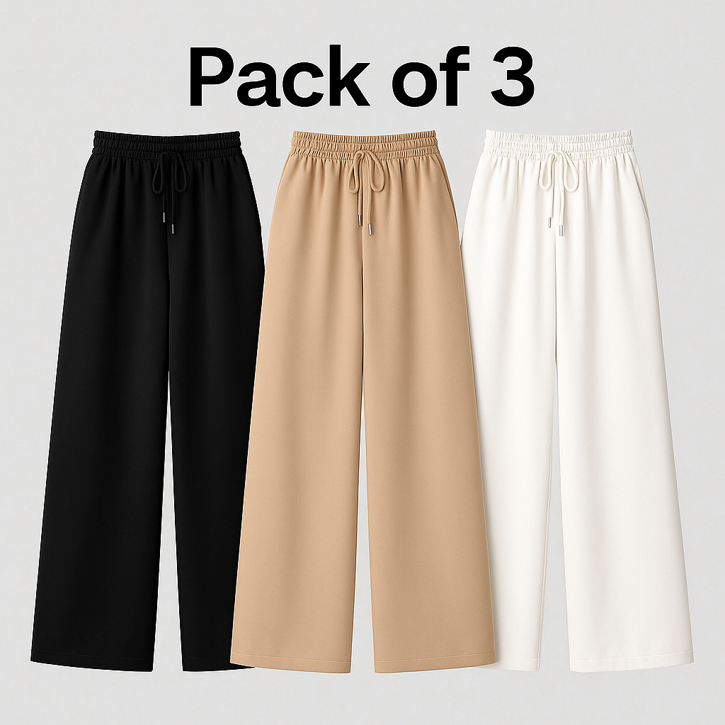 PACK OF 3-WIDE-LEG TROUSERS