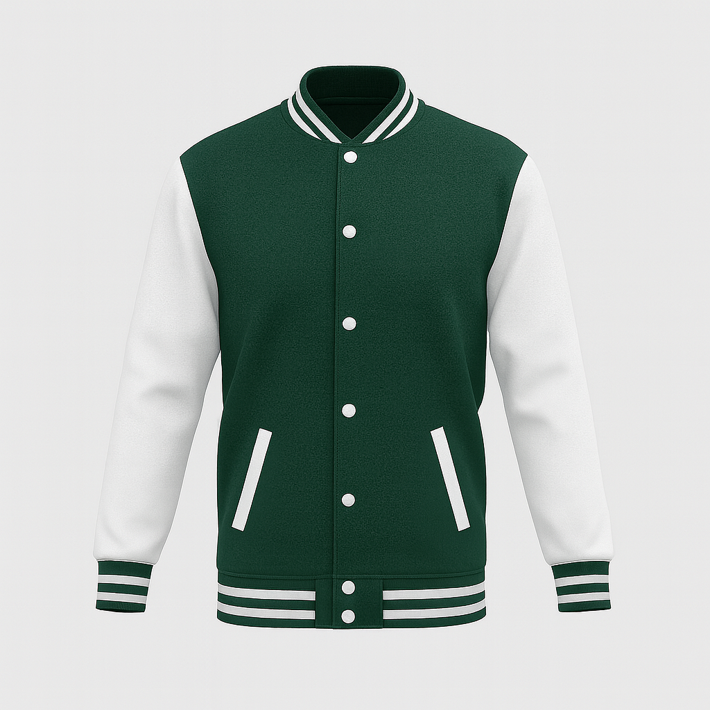 BOTTLE-GREEN VARSITY JACKET