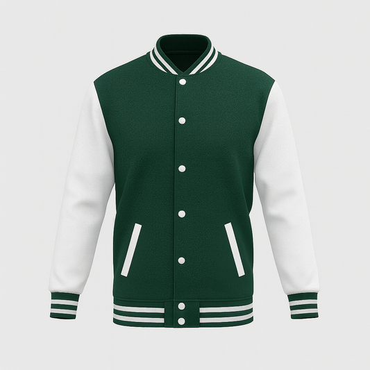 BOTTLE-GREEN VARSITY JACKET