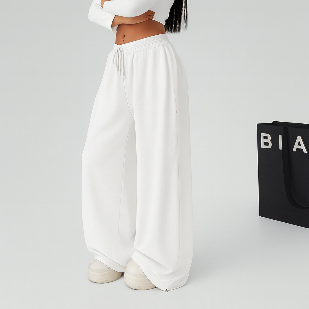 WHITE-WIDE-LEG TROUSER