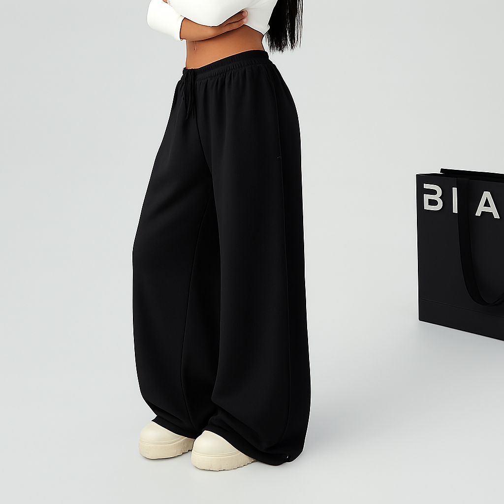 BLACK-WIDELEG TROUSER