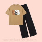 LOVELY- PANDA TEE & WIDE LEG TROUSER