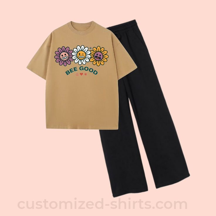 LOVELY-FLOWERS TEE & WIDE LEG TROUSER