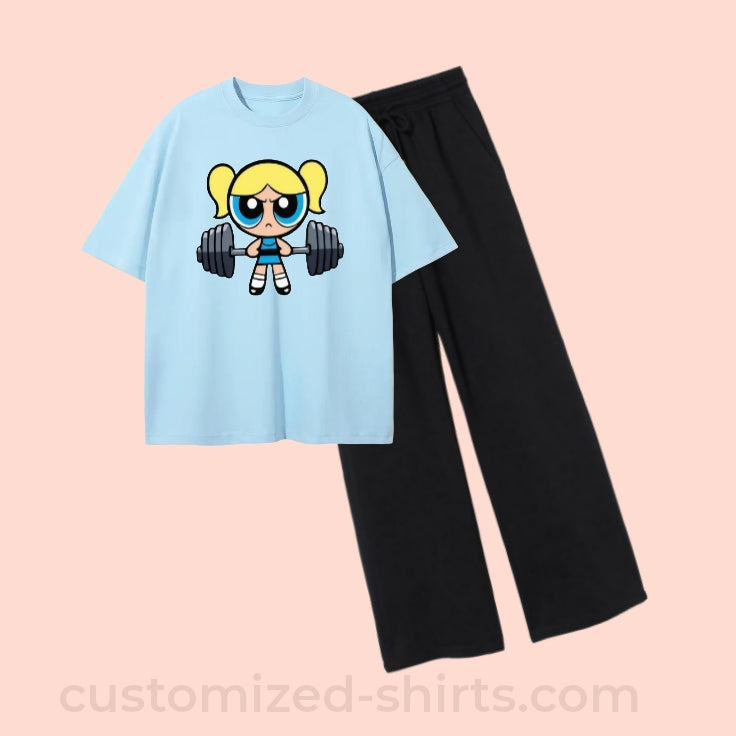 CUTE GIRL & WIDE LEG TROUSER