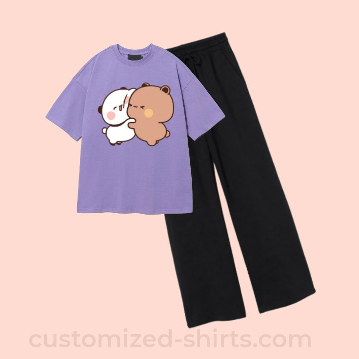 LOVELY-BEARS TEE & WIDE LEG TROUSER