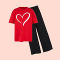 BEAUTIFUL-HEART TEE & WIDE LEG TROUSER