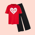PEACE TEE & WIDE LEG TROUSER