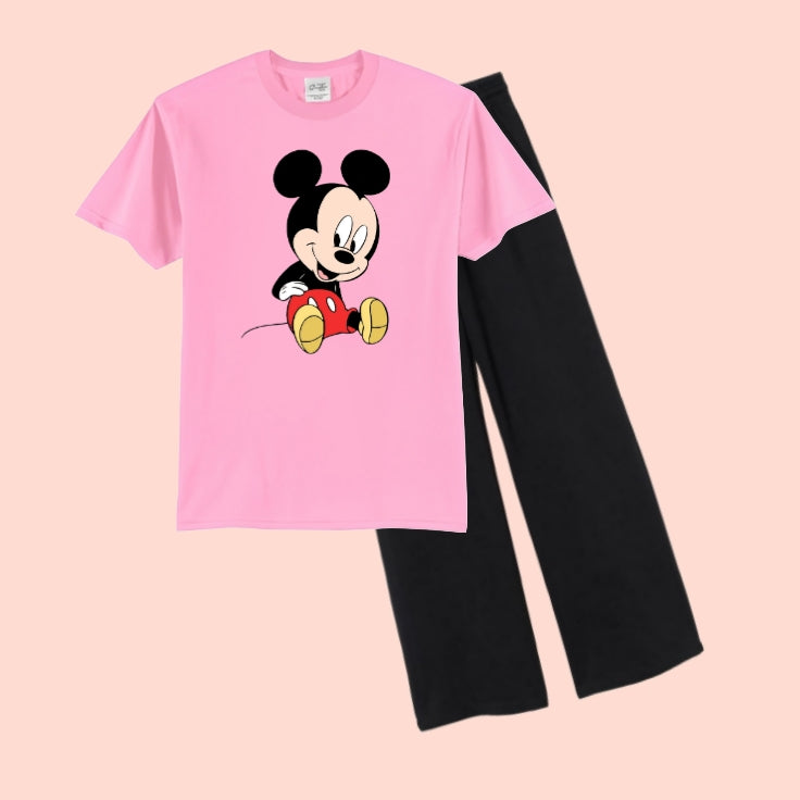 MICKEY-MOUSE TEE & WIDE LEG TROUSER