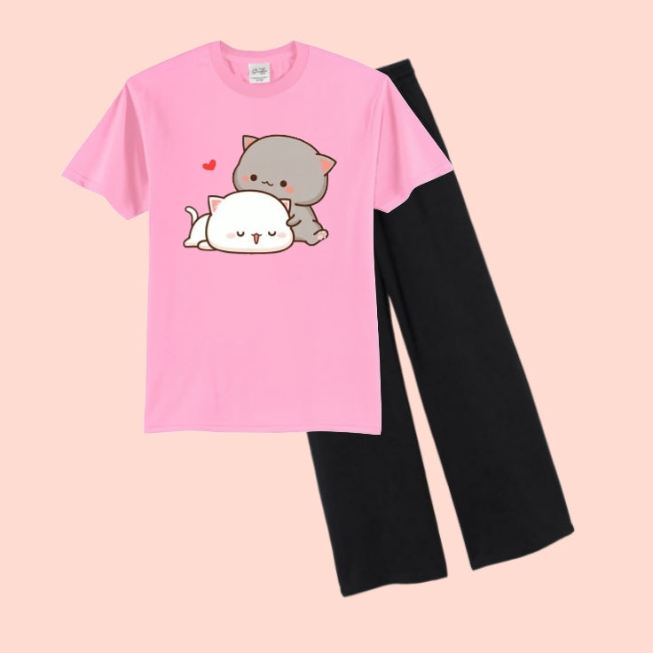 LOVELY-BEARS TEE & WIDE LEG TROUSER