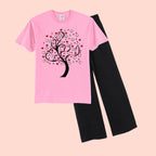 LOVELY-TREE HEART TEE & WIDE LEG TROUSER