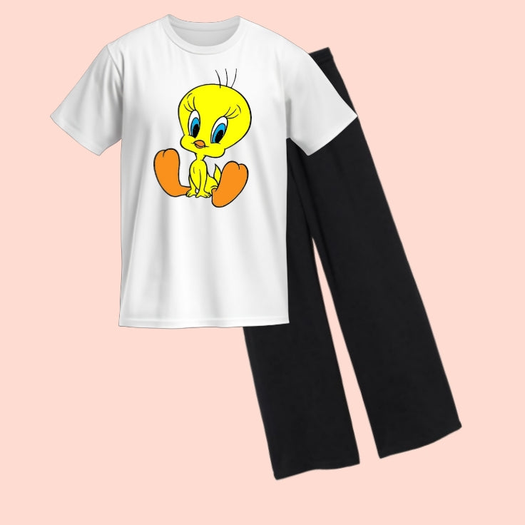 TWEETY-TEE & WIDE LEG TROUSER