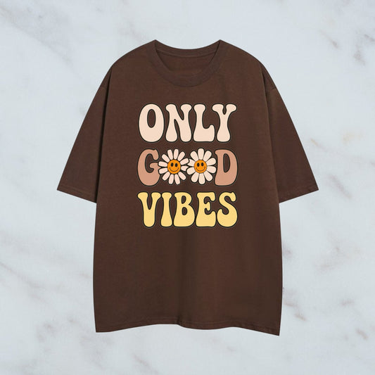 GOOD-VIBES-ONLY-BROWN-OVERSIZE TEE