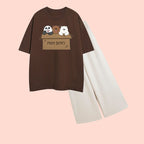 FREE-BEAR-TEE & WIDE LEG TROUSER