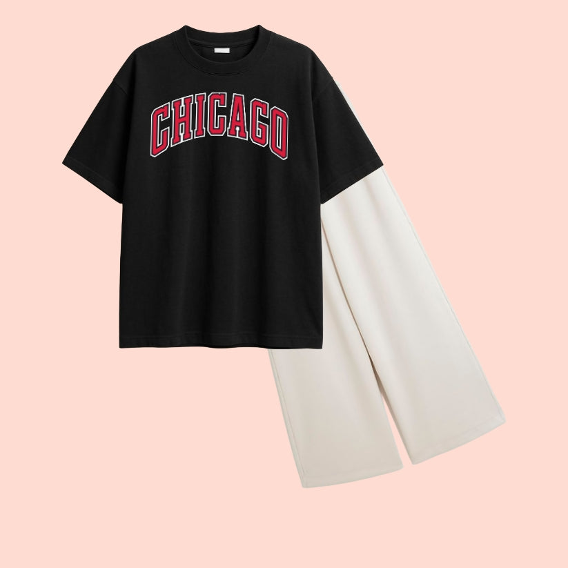 CHICAGO-TEE & WIDE LEG TROUSER