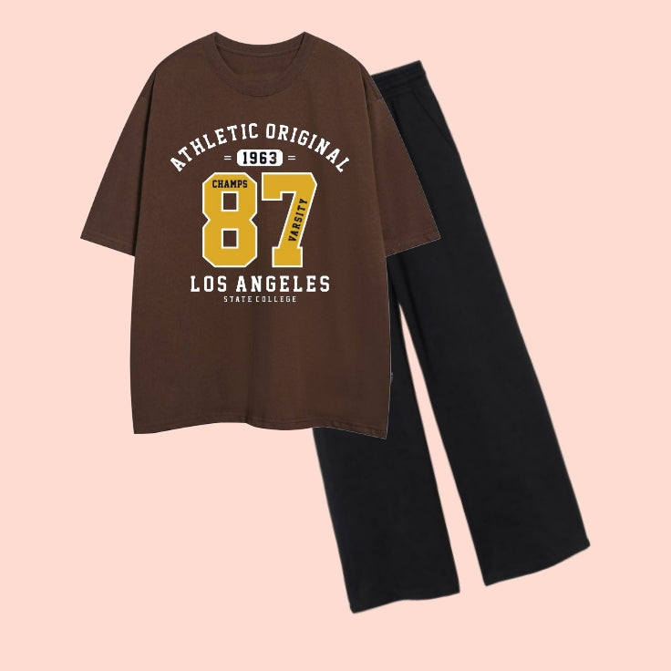 ATHLETIC-TEE & WIDE LEG TROUSER
