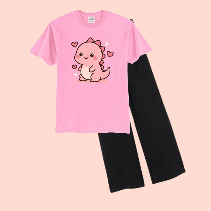 CUTE CARTOON-TEE & WIDE LEG TROUSER