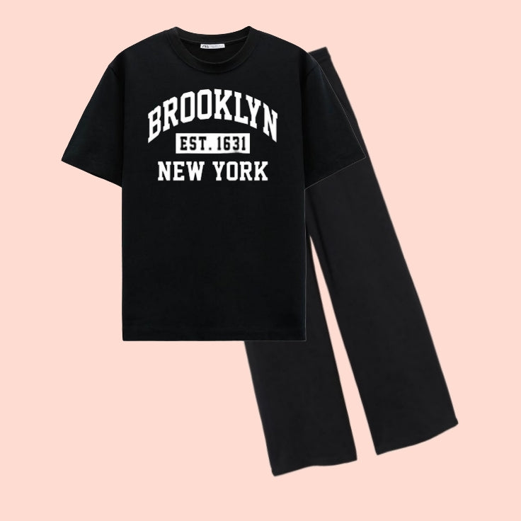 BROOKLYN-TEE & WIDE LEG TROUSER