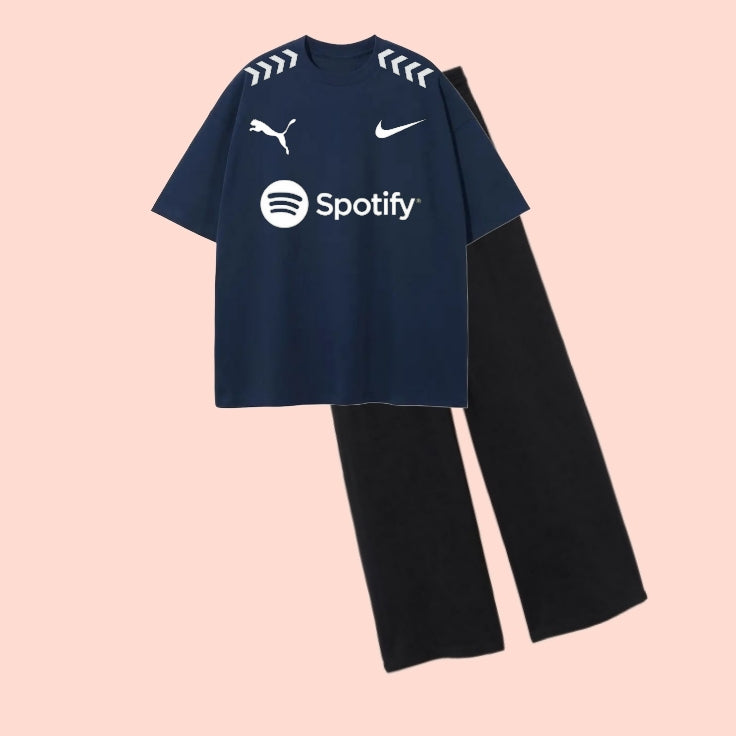 SPOTIFY-TEE & WIDE LEG TROUSER