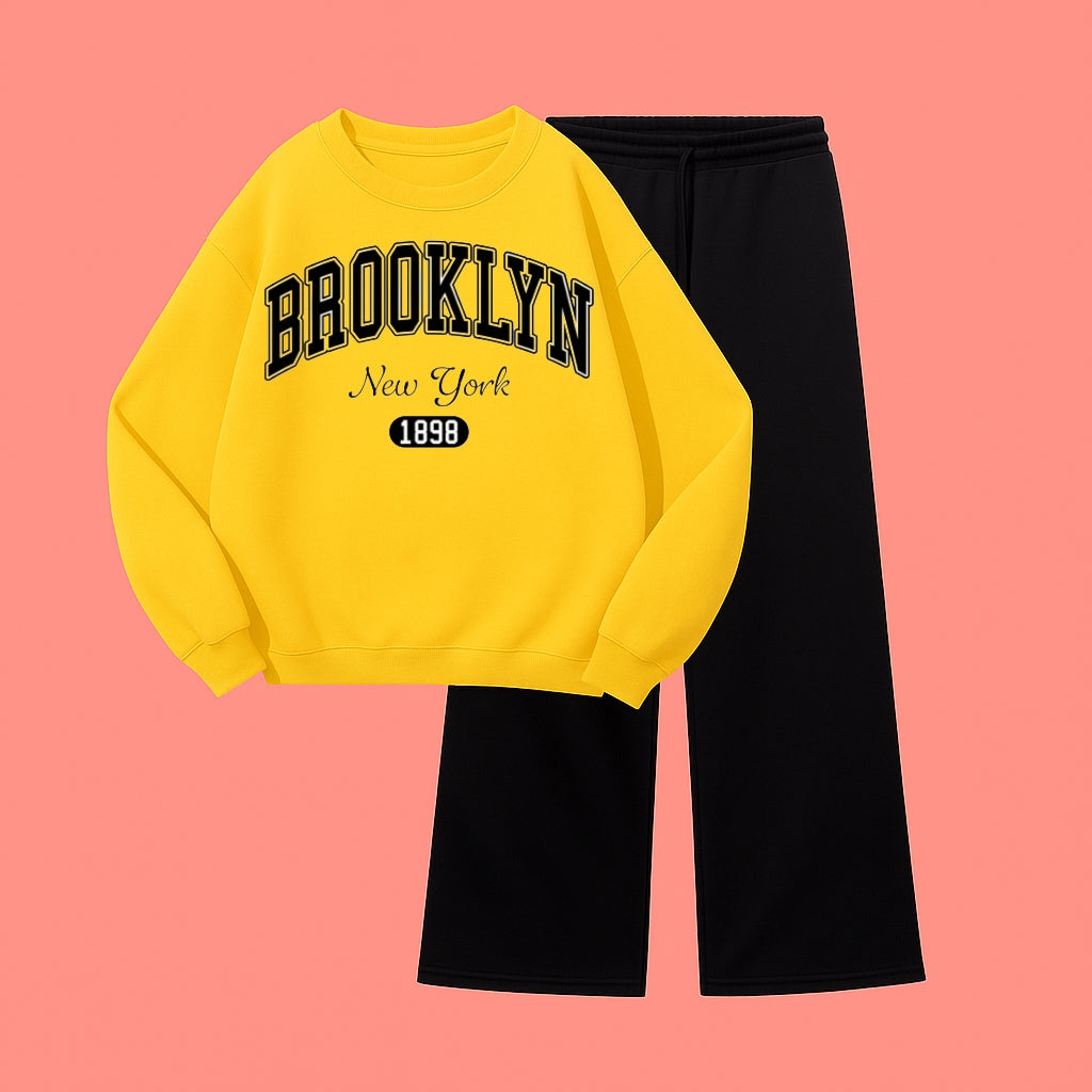 BROOKLYN SWEATSHIRT WITH BLACK WIDE LEG TROUSER