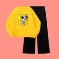CUTE GIRL SWEATSHIRT WITH BLACK WIDE LEG TROUSER