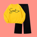 SMILE SWEATSHIRT WITH BLACK WIDE LEG TROUSER