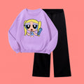 POWER GIRL SWEATSHIRT WITH BLACK WIDE LEG TROUSER