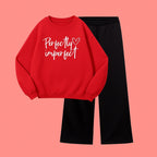 PERFECTLY IMPERFECT SWEATSHIRT WITH BLACK WIDE LEG TROUSER