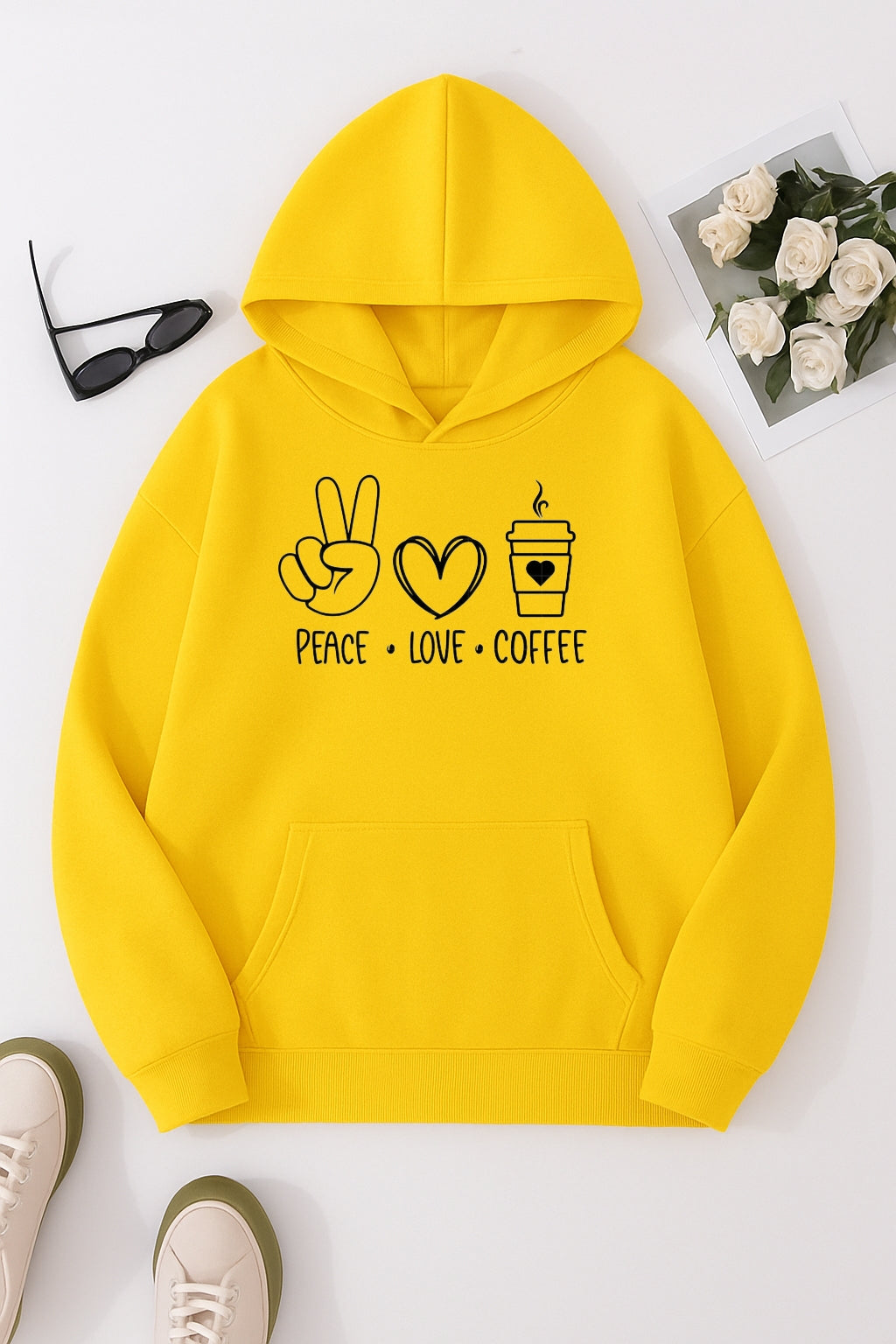 YELLOW-PRINTED HOODIE