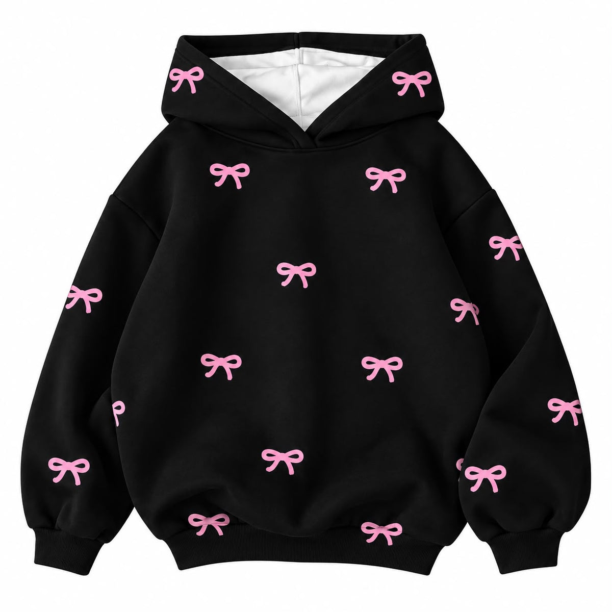 OVERSIZED-BLACK BOW HOODIE