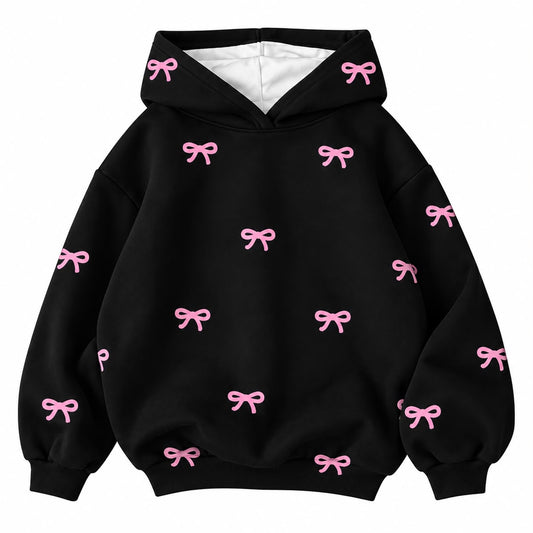 OVERSIZED-BLACK BOW HOODIE