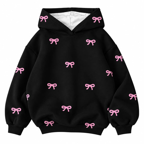 OVERSIZED-BLACK BOW HOODIE