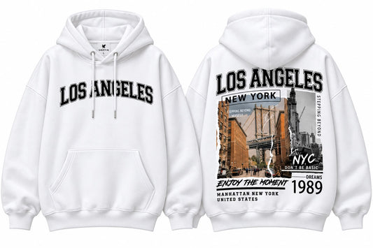 LOS-ANGELES WHITE OVERSIZED HOODIE