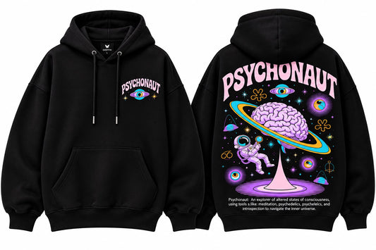 PSYCHONAUT BLACK OVERSIZED HOODIE