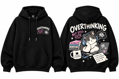 OVERTHINKING BLACK OVERSIZED HOODIE
