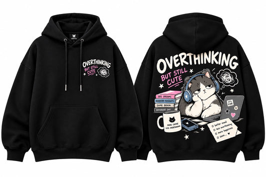 OVERTHINKING BLACK OVERSIZED HOODIE
