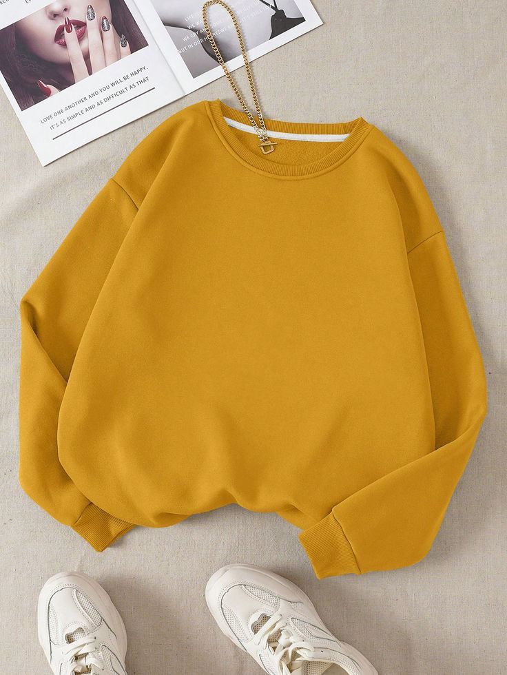 MUSTARD-PLAIN SWEATSHIRT